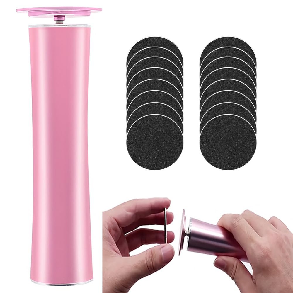 AGFKXO Electric Foot File - Electric Callus Remover for Feet - Rechargeable Electric Foot Callus Remover with 60pcs Sandpaper Discs - Pedicure Tools for Feet Callus Remover,Pink
