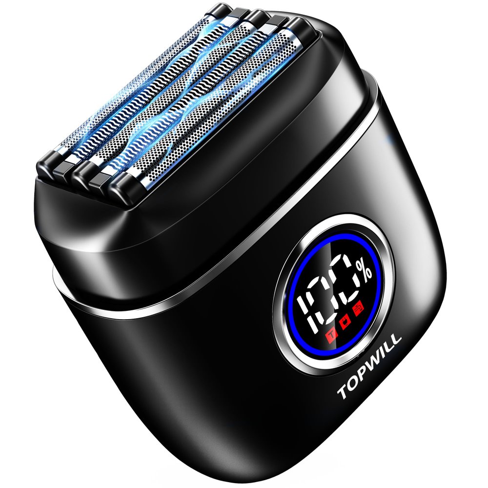 Electric Razor for Travel Men  5 Blade Portable Foil Shaver with High-Speed Motor for Beard & Mustache Close Shave, Waterproof Wet/Dry Use, Mini Cordless USB-C Rechargeable, Black