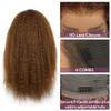 13x6 Chocolate Brown Kinky Straight Human Hair Wig for Women 180% Density HD Transparent Lace Front Wigs Pre Plucked with BabyHair Natural Hairline Yaki Straight Virgin Human Hair Frontal Wigs 32inch. view 2