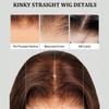 13x6 Chocolate Brown Kinky Straight Human Hair Wig for Women 180% Density HD Transparent Lace Front Wigs Pre Plucked with BabyHair Natural Hairline Yaki Straight Virgin Human Hair Frontal Wigs 32inch. view 3