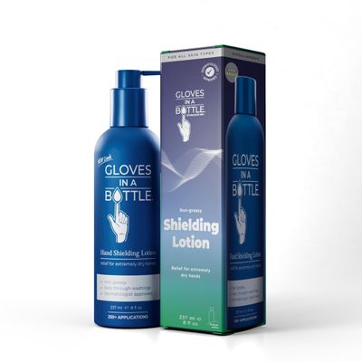 Gloves In A Bottle Shielding Lotion Non-Greasy, Hypoallergenic Cream for Eczema & Cracked Hands, Unscented Lotion for Men, Women & Babies 6 Months+, Works Great on All Skin | 8 Oz with New Pump