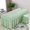 Green,60x180cm(R),LDLCYCN Massage Table Bed Cover with Skirt Lash Bed Skirt with Face Hole Massage Table Fitted Sheet with Elastic Band Spa Bed Cover Square Round Head Machine Washable view 1