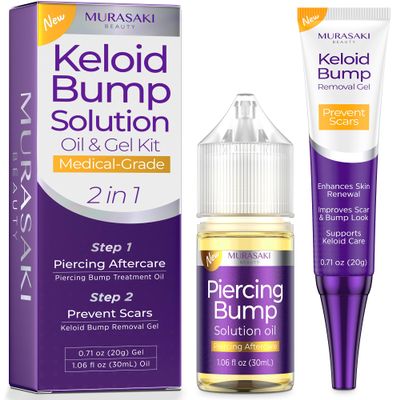 Piercing Keloid Bump Solution Kit | Piercing Aftercare Treatment with Piercing Bump Solution Aftercare Oil (30 mL) + Keloid Bump Removal Gel (20 g) help Softens Scar Tissue & Supports Skin Renewal