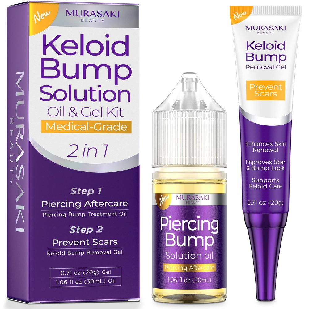 Piercing Keloid Bump Solution Kit | Piercing Aftercare Treatment with Piercing Bump Solution Aftercare Oil (30 mL) + Keloid Bump Removal Gel (20 g) help Softens Scar Tissue & Supports Skin Renewal