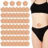 lasuroa 60 Pcs Plum Blossom Castor Oil Pack Wrap for Belly Button, Self-Adhesive Disposable Spunlace Cloth Castor Oil Belly Button Patch with Cotton, Oils Not Included (Skin Color) view 1