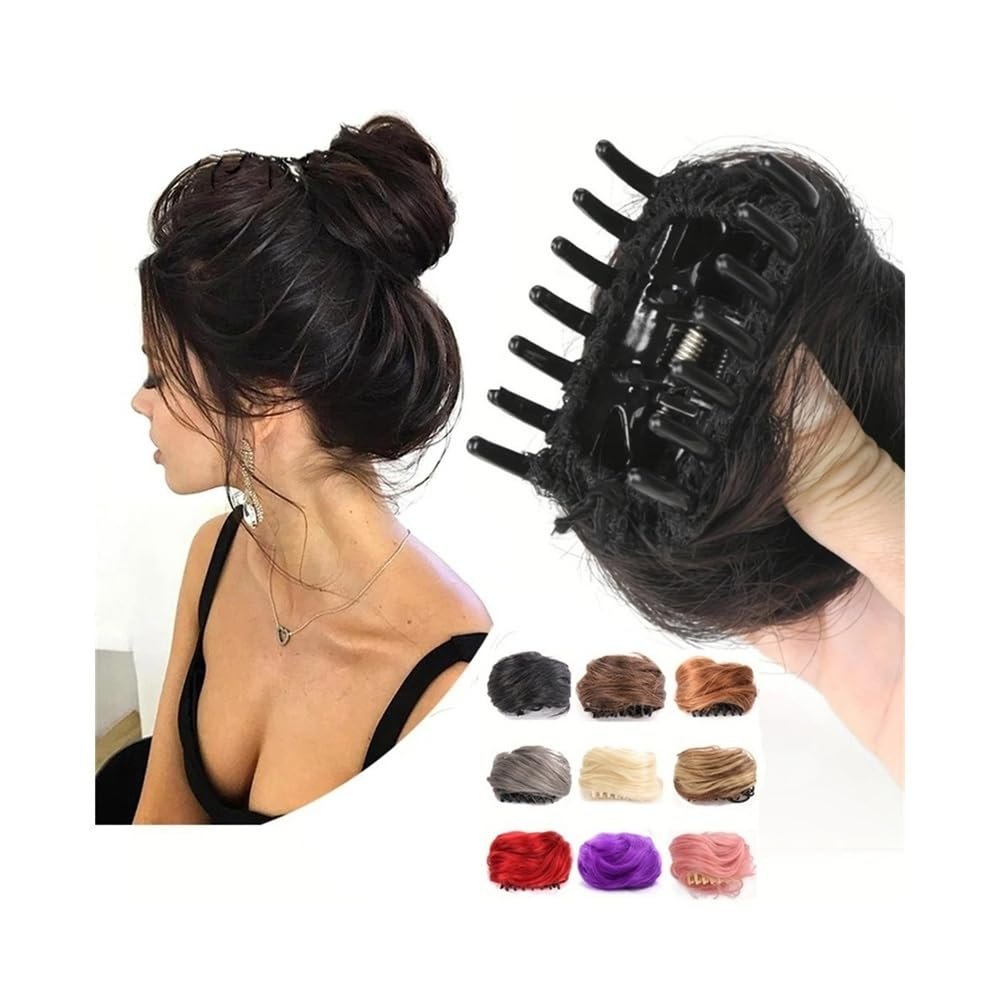 Hair Bun Synthetic Curly Hair Bun Extensions Mini Claw Clip Messy Cat Ears Hair Chignons Hairpieces Scrunchies(103)