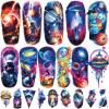 77 Sheets Temporary Tattoos, 17 Sheets Space Planet Astronaut Rockets Half Arm Fake Tattoo for Adults Men Women, 60 Small Waterproof Lasting Stickers Tattoo for Boys Girls Kids Party view 1