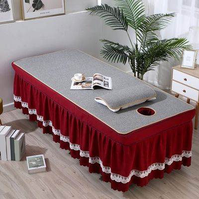 F,70x185cm/27.5x72.8in,Washable Massage Table Cover with Face Hole,Elastic Reusable Massage Bed Cover Large Beauty Massage Couch Cover Linen Pillowcase Suitable for Salons SPA