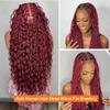 99J Braiding Hair Deep Wave Bulk Burgundy Boho Braids Human Hair for Braiding 2 Pcs Total 100g 24 Inch Burgundy Color 99J Bulk Bundles Brazilian Virgin view 2