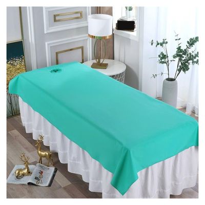 Bed Sheet Beauty Salon Massage Special Breathable Perforated Flat Bed Sheets for Spa Clubs for Spa, Beauty Salon(Green,190X118cm with Hole)