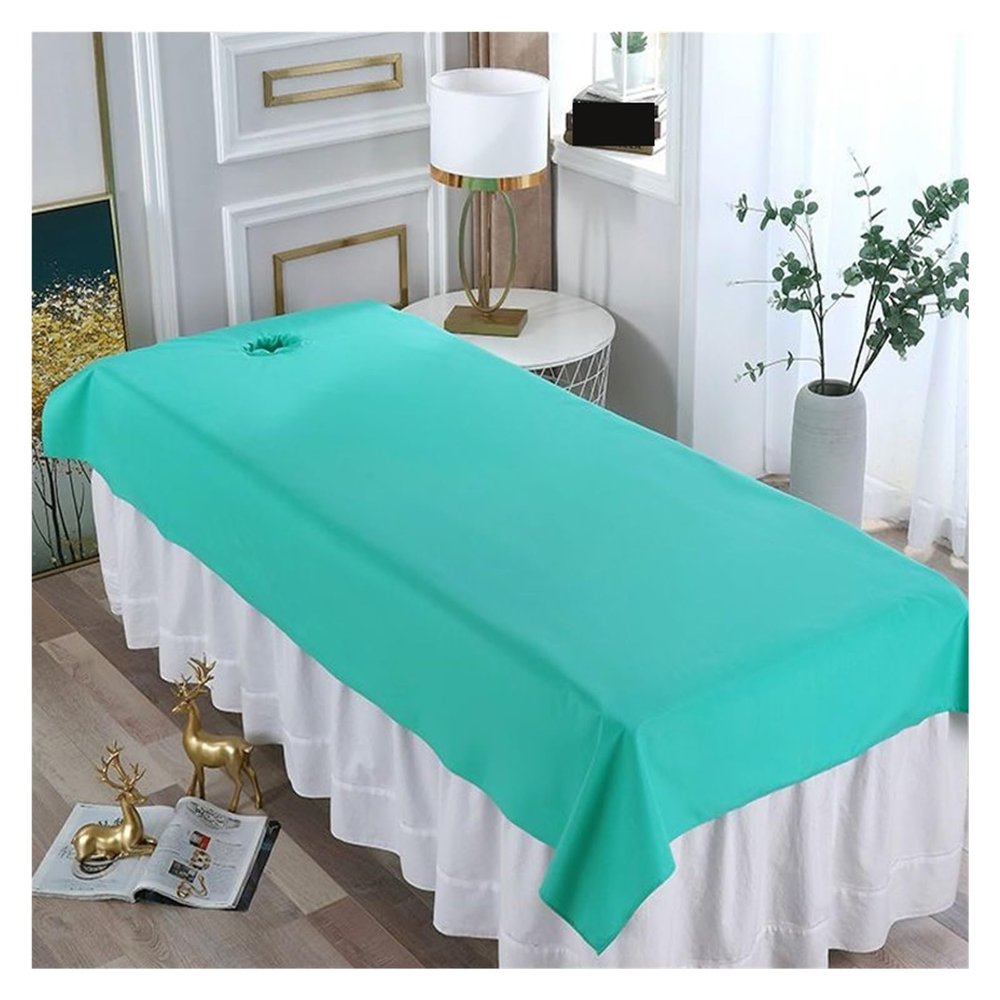 Bed Sheet Beauty Salon Massage Special Breathable Perforated Flat Bed Sheets for Spa Clubs for Spa, Beauty Salon(Green,190X118cm with Hole)