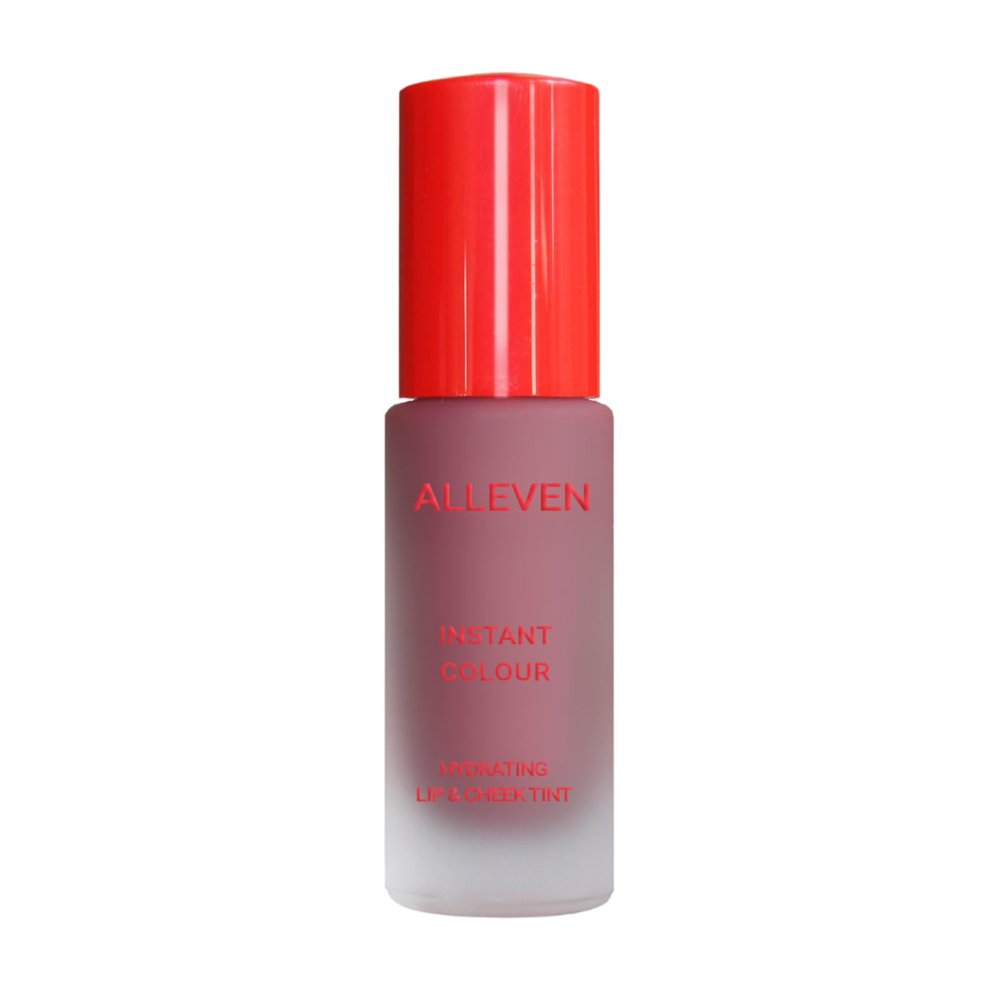 Alleven Instant Colour  Lip and Cheek Tint, Hydrating Blendable Formula with Bioactive Ingredients, Long-Lasting Luminous Finish, Just-Bitten Color and Radiant Skin-Loving Makeup, Cherry