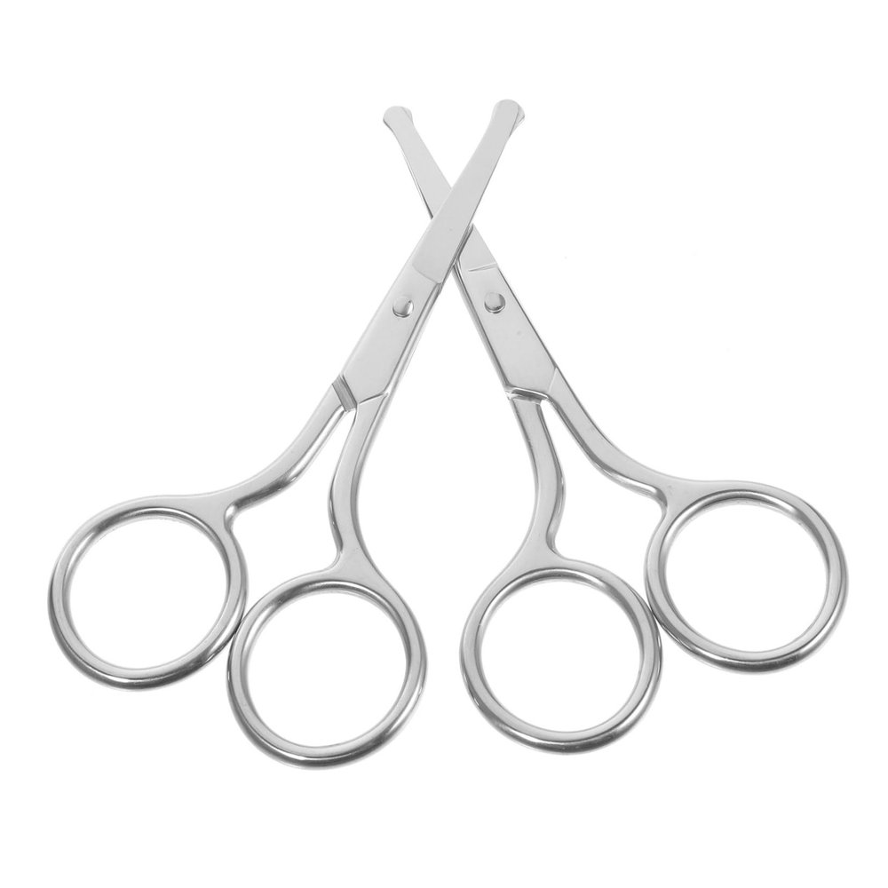 OUNONA 2Pcs Stainless Steel Eyebrow Nose Hair Scissors Round Head Grooming Scissors for Women Practical Trimming Tool for Eyebrows Nose Hair and Facial Hair Care