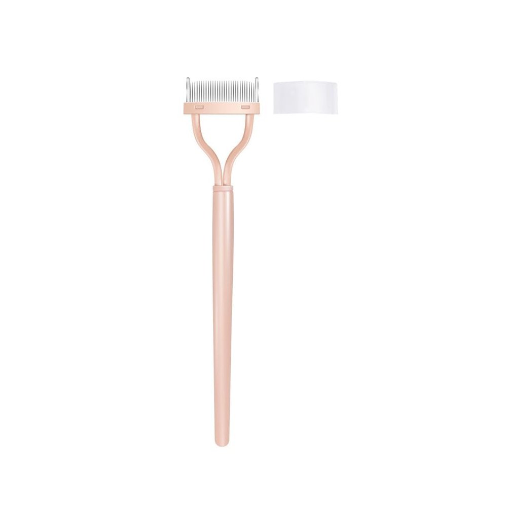 Eyelash Separator Stainless Steel Naked Pink Long Handle Eyelash Comb Eyelash Definer Mascara Brush Eyelash Brush Separator Mascara Comb Applicator With Cover (1PC)