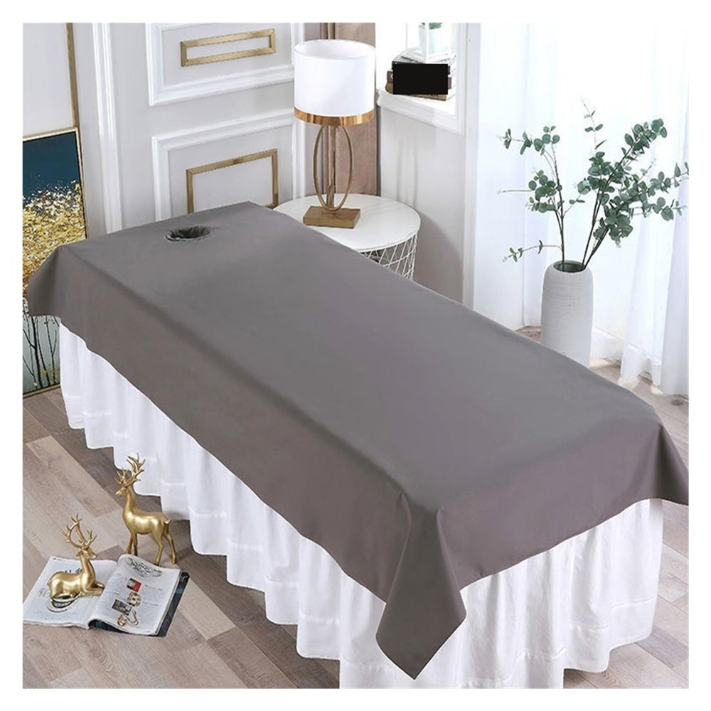 Bed Sheet Beauty Salon Massage Special Breathable Perforated Flat Bed Sheets for Spa Clubs for Spa, Beauty Salon(Grey,200X118cm with Hole)