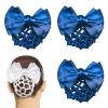 Blue Mesh Hair Bun Cover, 4 Pcs Hair Clip Satin Bow with Snood Net for Women, Working Styling Accessories view 1