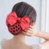 Blue Mesh Hair Bun Cover, 4 Pcs Hair Clip Satin Bow with Snood Net for Women, Working Styling Accessories view 4