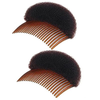 2Pcs Brown Women Soft Sponge Foam Hair, Clip Hair Comb Braid Tool Styling Accessories, Base Inserts Bump Up Hair Pads Styling Stick Bun Maker Braid Tool Barrettes, Bun and Crown Shapers
