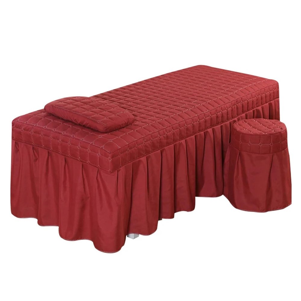 Beauty Salon Bed Sheet Salon Thick Quilting Mattress Brief Beauty Bed Skirt Bedspread with Face Hole Body Massage SPA Bed Cover for Spa, Beauty Salon(4,190cm x 70cm)