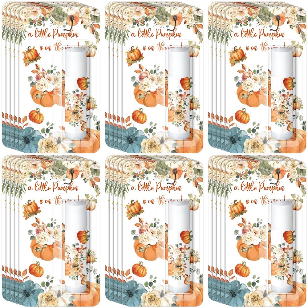 30 Pack Fall Little Pumpkin Baby Shower Games Prizes Gifts Bulk Pumpkin Pie Scented Lip Balms Favors for Boys Girls Gender Reveal Decorations Halloween Autumn Thanksgiving Baby Shower Bags Stuffer