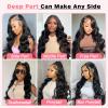 12 Inch 13X6 Body Wave Lace Front Wigs Human Hair 12A 250% Density Lace Frontal Wigs Glueless Wigs HD Lace Front Wigs Plucked with Baby Hair Natural Color view 3