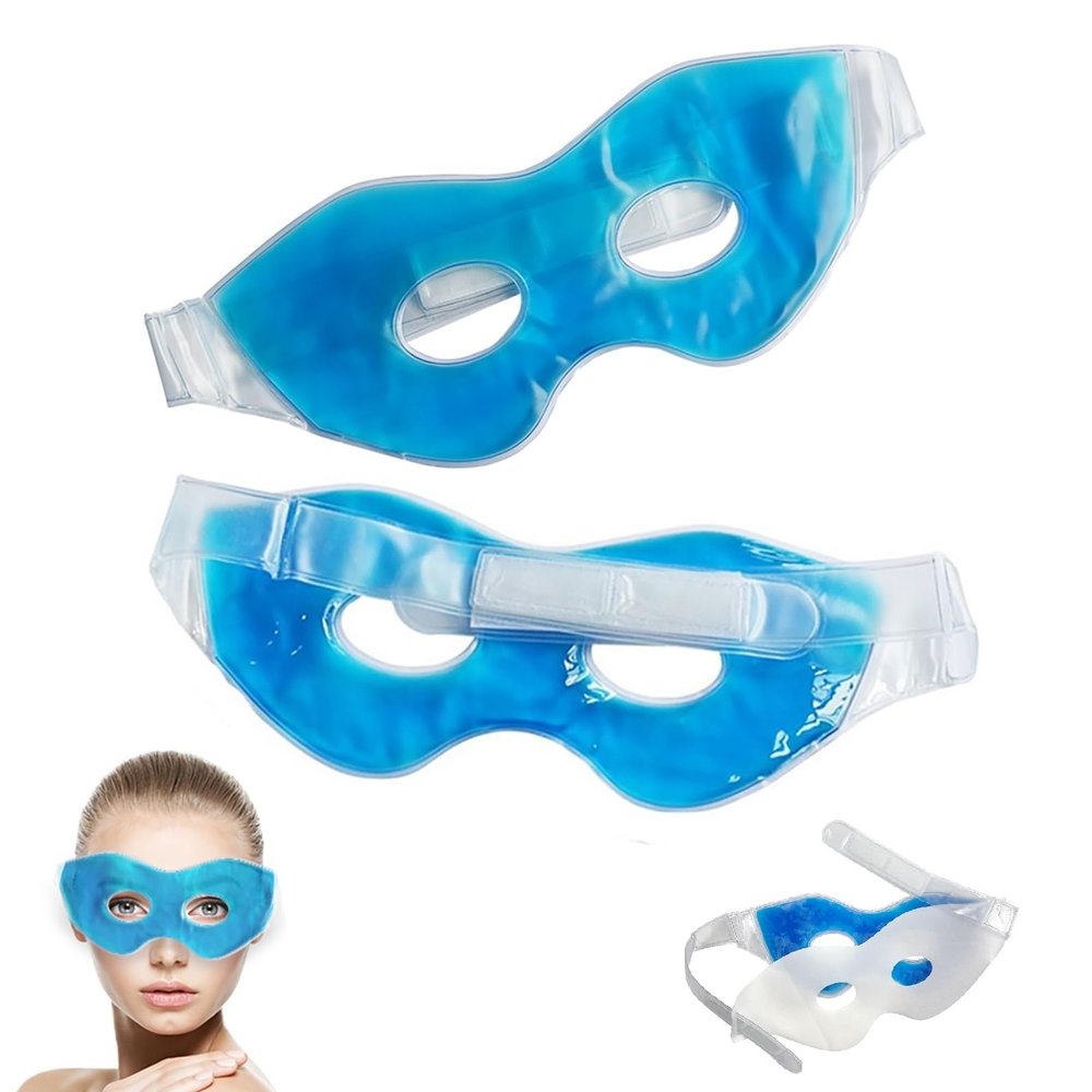 Cooling Eye Mask for Puffiness & Migraines - 2 Pack Reusable Hot and Cold Therapy Gel Mask for Dark Circles, Dry Eyes, Headache Relief - Free Non-Woven sleeve with Purchase (While Supplies Last)