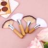 4pcs Fluffy Fan Brushes for Face, Soft Bristle Highlighter Blush Fan Brushes Esthetician Supplies Set with Long & Short Handles for Powder Loose Makeup Women Girls view 3