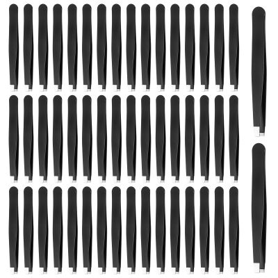 50 Pcs Eyebrow Tweezers Set Stainless Steel Slant Tip Tweezers Professional Precision Eyebrow Plucking Grooming Ingrown Growing Hair Remover for Women and Men Facial Hair