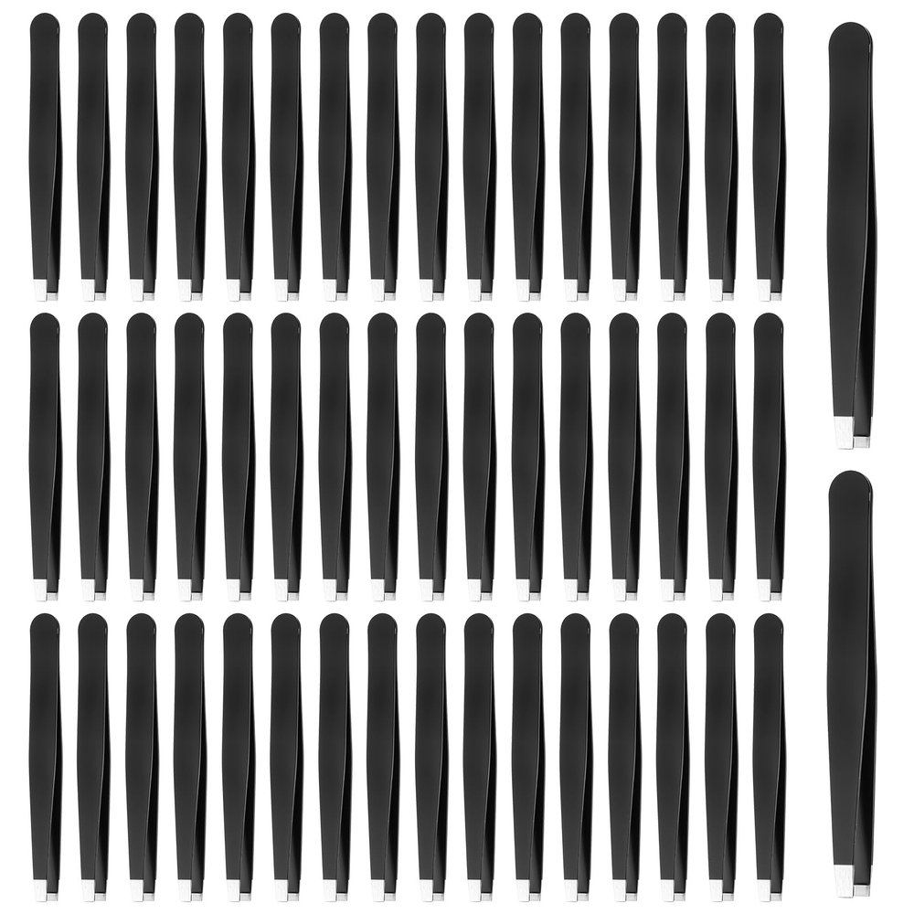 50 Pcs Eyebrow Tweezers Set Stainless Steel Slant Tip Tweezers Professional Precision Eyebrow Plucking Grooming Ingrown Growing Hair Remover for Women and Men Facial Hair