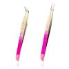 2 PCS Double Ended Nail Art Tweezers, Stainless Steel Straight and Curved Tip Tweezers with Silicone Pressing Head for Eyelash Extensions,DIY Crafts, Nail Art, Scrapbooking,Jewelry Making view 1