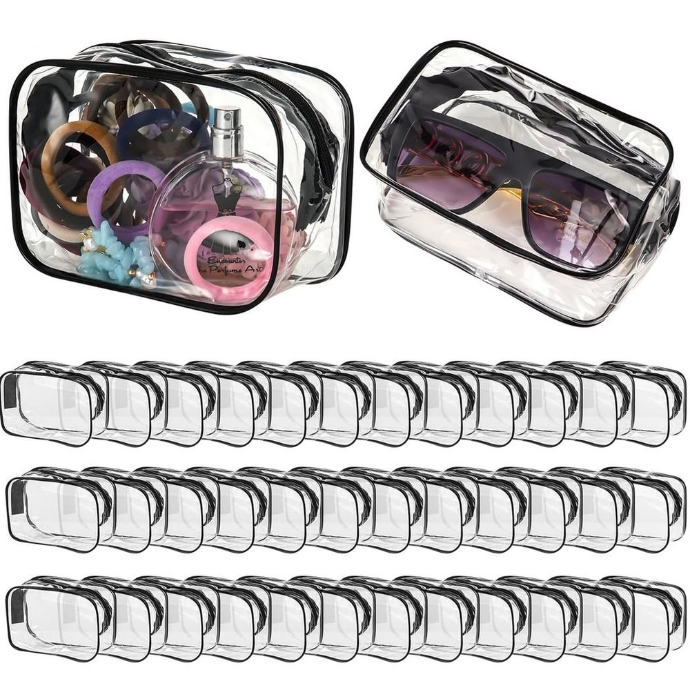 36-Piece Clear Pvc Toiletry Bag Set, Waterproof Makeup And Storage Pouches, Zippered Organizers For Travel, Skincare, And Bathroom