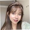 Heidouse Light Brown Fake Bangs with Sideburns, 5.9 Inch High Temperature Wire Braided Headband Wig with Inner Mesh and Anti-Slip Comb, Headband for Daily Wear, Hair Extensions view 3