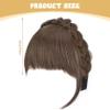 Heidouse Light Brown Fake Bangs with Sideburns, 5.9 Inch High Temperature Wire Braided Headband Wig with Inner Mesh and Anti-Slip Comb, Headband for Daily Wear, Hair Extensions view 4