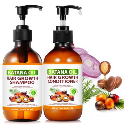 Batana Oil Shampoo & Conditioner for Hair Growth, Thicker Hair, Anti-Thinning & Volumizing & Strengthening, Cleanses & Moisturizes Scalp Batana Shampoo for Men & Women