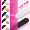 Makartt Mini Nail Files: 100/180 Grit Emery Boards for Nails, 100 Pcs Disposable Doubled Sided Coarse & Fine Bulk Manicure Kit Home Salon Use(Black White Pink Purple Brown) view 3