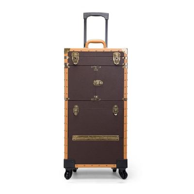 HYUWANGYU Retro Folding Trolley Ladies Large Capacity Suitcase Cosmetic Bag Makeup Case Rolling Luggage Stylist (Color : A, Size : 38 * 25 * 82cm) (A 38 * 25 * 82cm)