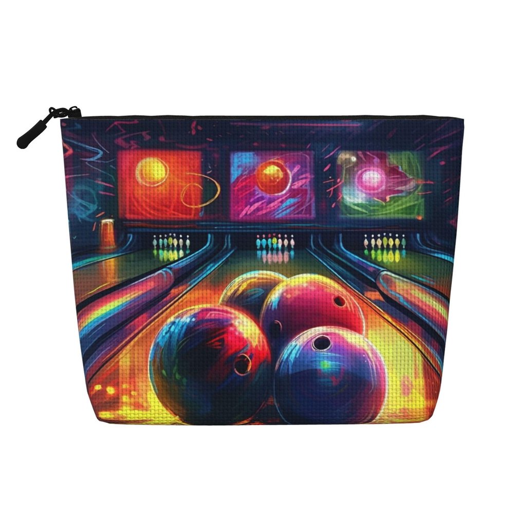 Gdshjklw Linen Makeup Bag For Women, Waterproof Travel Cosmetic Organizer Lightweight Zipper Travel Toiletry Bag Organizer Bowling Balls Makeup Brushes Storage Bag