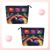 Gdshjklw Linen Makeup Bag For Women, Waterproof Travel Cosmetic Organizer Lightweight Zipper Travel Toiletry Bag Organizer Bowling Balls Makeup Brushes Storage Bag view 2