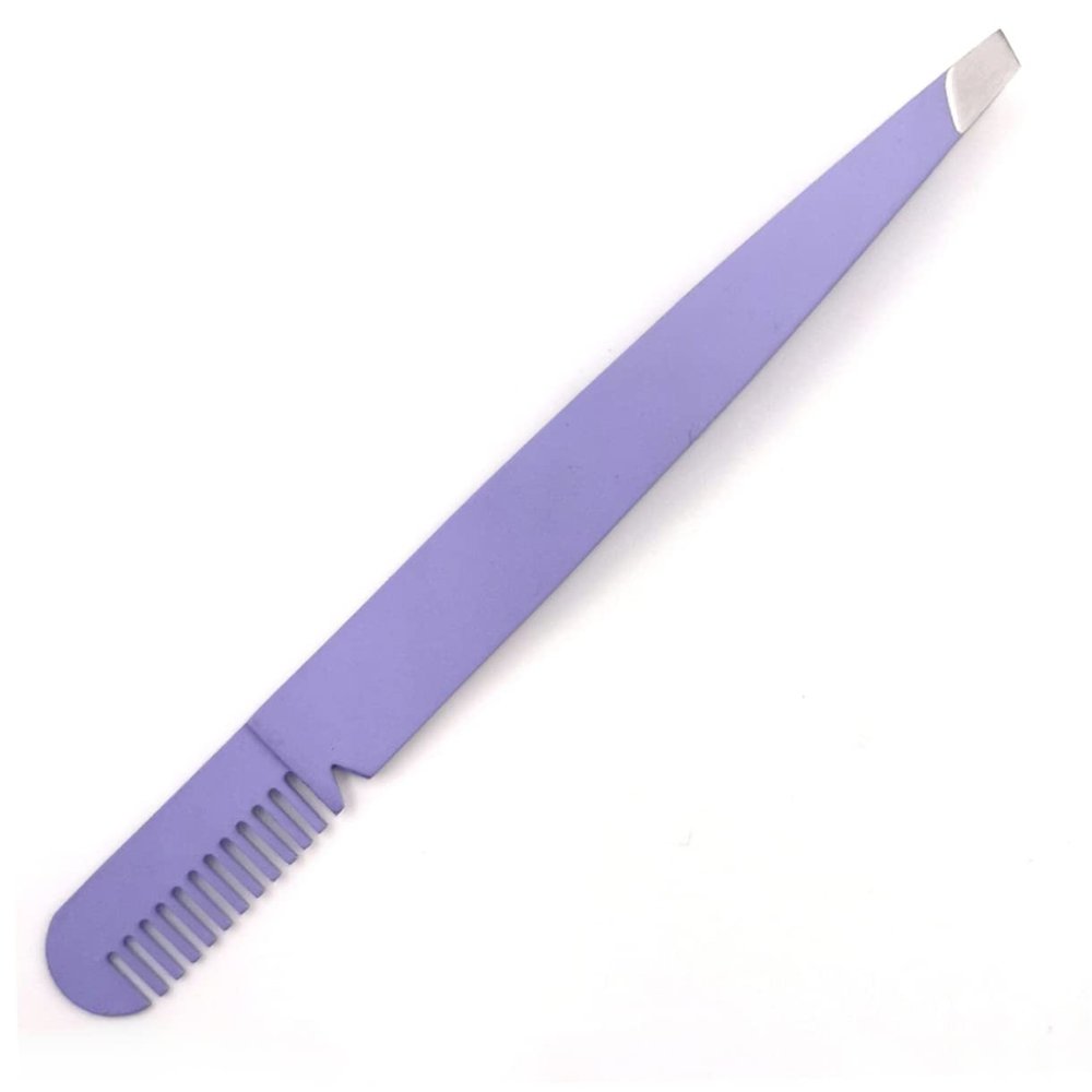 BAZEITFLOW 2 in 1 Tweezer Comb Set 3pcs Stainless Steel Eyebrow Tweezers and Clamps for Precision Makeup Tools for Women Portable Beauty Supplies