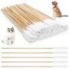 Ptwola 500PCS Long Large Cotton Swabs, 6 Inch Lint-Free Dog Ear Cleaning Q Tips Bamboo Handle Soft Gentle Swab for Medium Large Pet Care Wax Removal Wound Treatment Makeup view 1