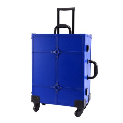 HYUWANGYU Trolley Makeup Case Travel Makeup Luggage Bag Lighting Beauty Toolbox Travel Rolling Suitcase on Wheels (Color : Blue, Size : 39 * 21 * 50cm) (Blue 39 * 21 * 50cm)