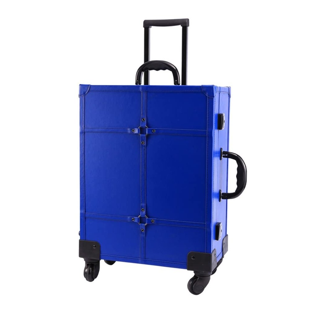HYUWANGYU Trolley Makeup Case Travel Makeup Luggage Bag Lighting Beauty Toolbox Travel Rolling Suitcase on Wheels (Color : Blue, Size : 39 * 21 * 50cm) (Blue 39 * 21 * 50cm)