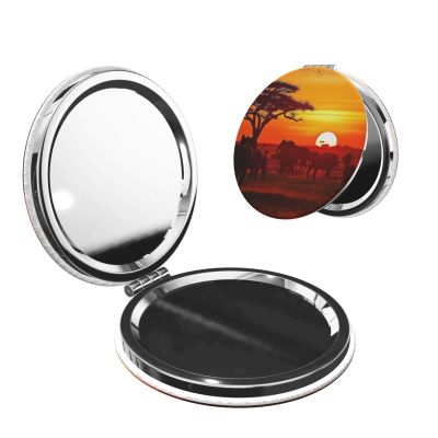 FHEDVBN Compact Mirror for Purse, 1X/2X Magnifying Mirror for Women Men African Animal Sunset Makeup Mirror 2-Sided Handheld Folding Mirror Portable Travel Mirror Mini Vanity Mirror