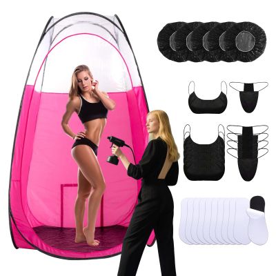 ROMSPRI 22 Pcs Spray Tan Tent with Tan Spray Tanning Essentials Kit, Pop Up Portable Professional Mobile Self Tanning Tent Booth with Carry Bag & Waterproof Floor78.4 * 47.2 * 47.2 inches