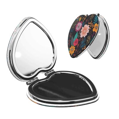 FHEDVBN Compact Mirror for Purse, 1X/2X Magnifying Mirror for Women Men Colorful Boho Floral Makeup Mirror 2-Sided Handheld Folding Mirror Portable Travel Mirror Mini Vanity Mirror