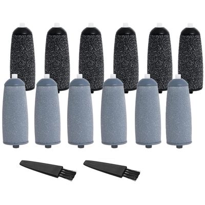 10 Pack Replacement Heads for Pedicures,Compatible with Finishing Touch Flawless Pedi Electric Tool File Include 2 Cleaning Brush (5 Coarse & 5 Fine Rollers) (12 Pack)