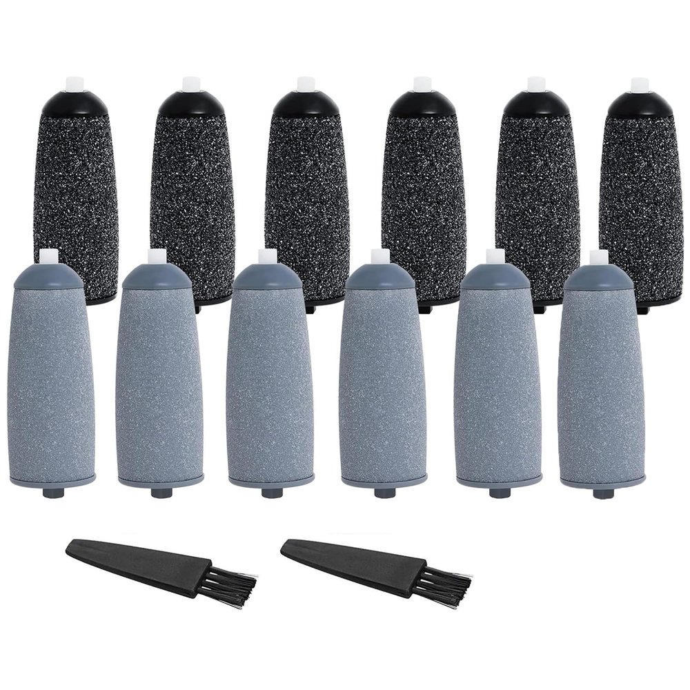 10 Pack Replacement Heads for Pedicures,Compatible with Finishing Touch Flawless Pedi Electric Tool File Include 2 Cleaning Brush (5 Coarse & 5 Fine Rollers) (12 Pack)