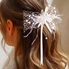 JAKAWIN White Hair Bow Butterfly Hair Clip Mesh Headpiece for Women view 1