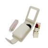AgentMoon Luxury Handheld Lipstick Pouch with Mirror,Genuine Leather Lip Balm Case with Clamshell Magnetic Hidden Clasp,Exquisite Travel Makeup Lipstick Case. 4.1x2.3x1.8 inches (White Rhombus) view 4
