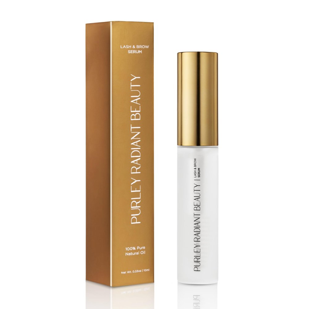 Purely Radiant Beauty Eyelash Growth Serum Prostaglandin-Free Lash & Brow Enhancer for Longer, Thicker Lashes Vegan, Cruelty-Free, Castor Oil Based Natural Lash Serum for Growth
